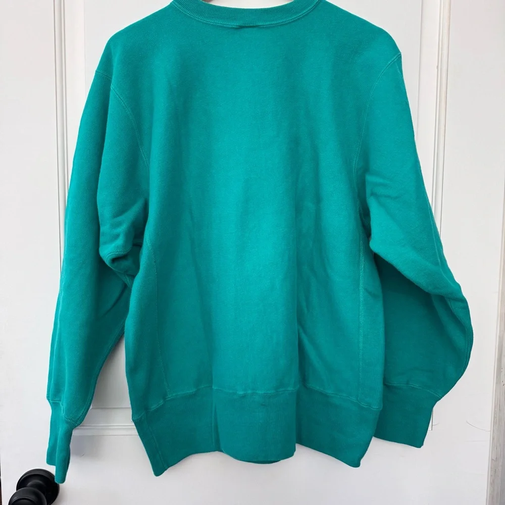 Vintage 80’s teal Miami embroidered champion reverse weave crewneck sz Large USA - Picture 5 of 8